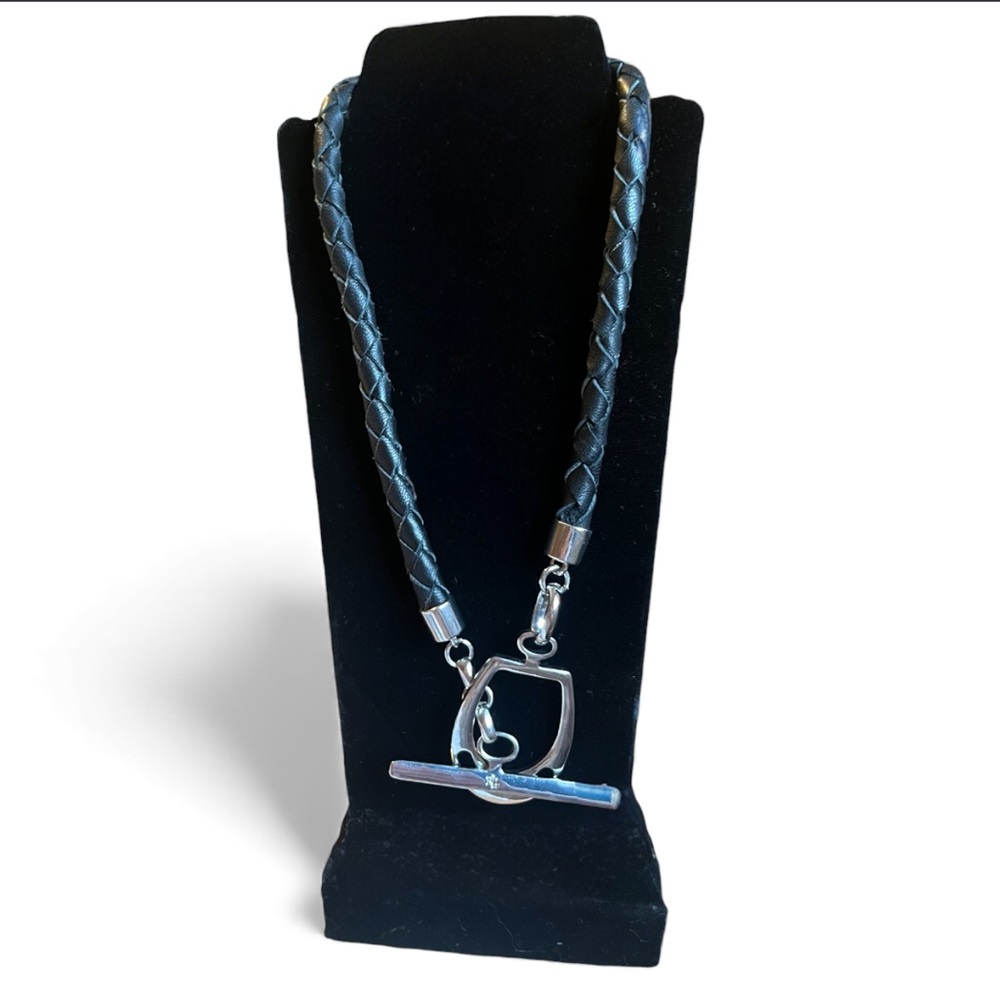 Ralph Lauren Leather and Silver Equestrian Horse Bit  Necklace & Bracelet Set
